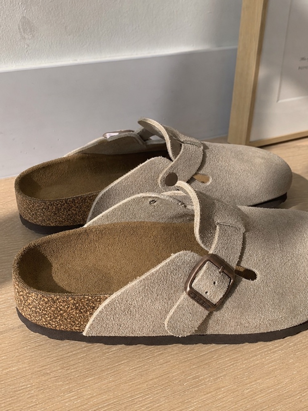 Birkenstock Boston BS Taupe Leather Clogs